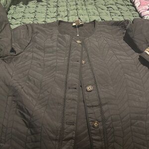 Chico's Black Quilted Bomber Jacket
